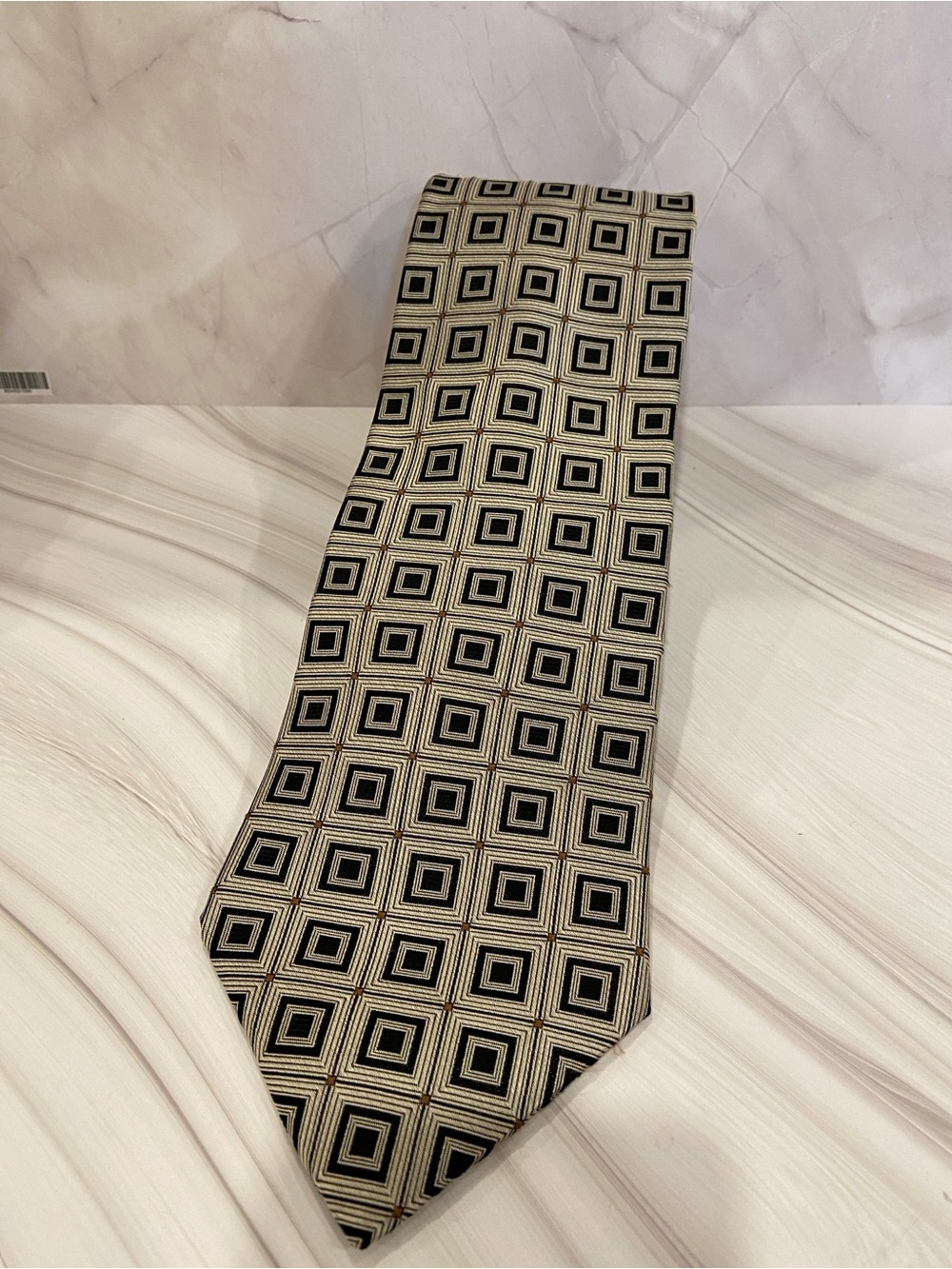 croft & barrow Beige and Black Geometric Square Tie